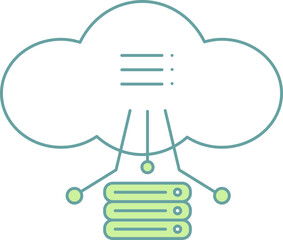 Isolated Cloud Computing Server Icon In Green And White Color.