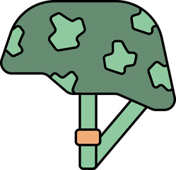 Army Helmet Icon In Green And Orange Color.