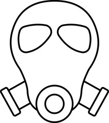 Gas Mask Icon In Black Line Art.