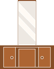 Dressing Table Icon In Gray And Brown Color.