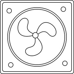 Illustration Of CPU Fan Icon In Stroke Style.