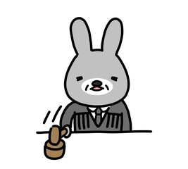 Fototapeta premium かわいいウサギの裁判官のイラスト 
