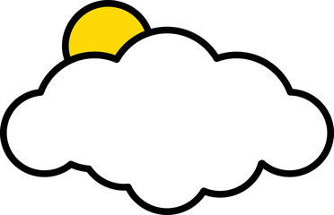 Sun Behind Cloud Icon In Yellow And White Color.