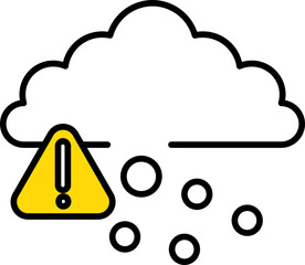 Isolated Cloud Hail Alert Icon In White And Yellow Color.