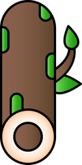 Wood Log With Leaves Icon In Green And Brown Color.