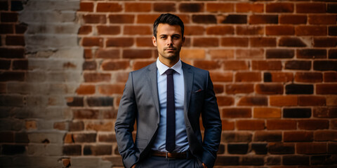 Casual business portrait in front of a brick wall