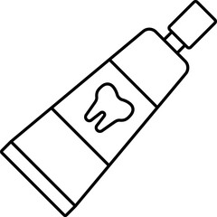 Flat Style Toothpaste Icon in Thin Line Art.