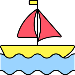 Sailboat Icon In Flat Style.