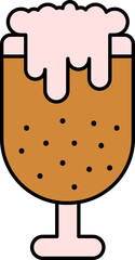 Flat Style Beer Glass Brown and Pink Icon.