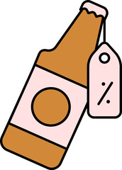Discount Tag With Bottle Icon in Brown and Pink Color.