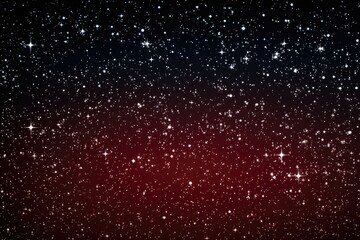A Christmas background image for creative content featuring a Christmas night sky filled with stars against a Christmas red background. Photorealistic illustration