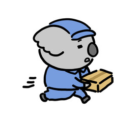 ダンボールを運ぶコアラの作業員