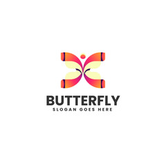 Fototapeta na wymiar Vector Logo Illustration Butterfly Gradient Colorful Style