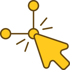 Cursor Click Symbol Or Icon In Yellow Color.