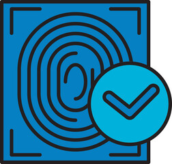 Approved Fingerprint Icon In Blue Color.