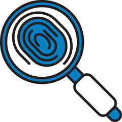 Searching Fingerprint Icon In Blue And White Color.