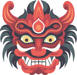 balinese barong mask vector illustration on isolated background, balinese barong masks for t-shirt design, sticker and wall art