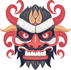 balinese barong mask vector illustration on isolated background, balinese barong masks for t-shirt design, sticker and wall art