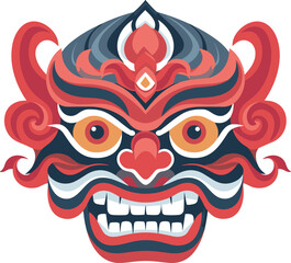 balinese barong mask vector illustration on isolated background, balinese barong masks for t-shirt design, sticker and wall art