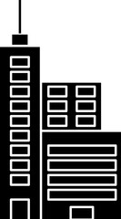 Skyscraper Building Icon In Glyph Style.