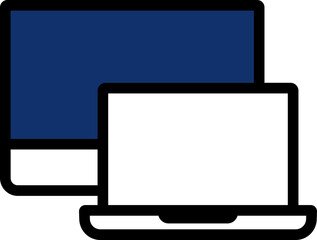 Monitor Icon In Blue And White Color.