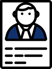 ID Card Icon In Blue And White Color.