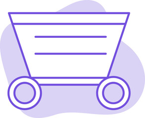 Flat Style Shopping Cart Icon On Purple Background.