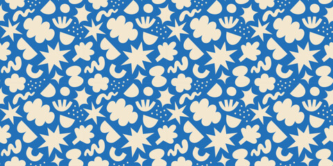 Abstract nature art collage shape seamless pattern. Trendy contemporary cutout background illustration. Natural organic shapes artwork wallpaper print. Vintage botanical summer texture.