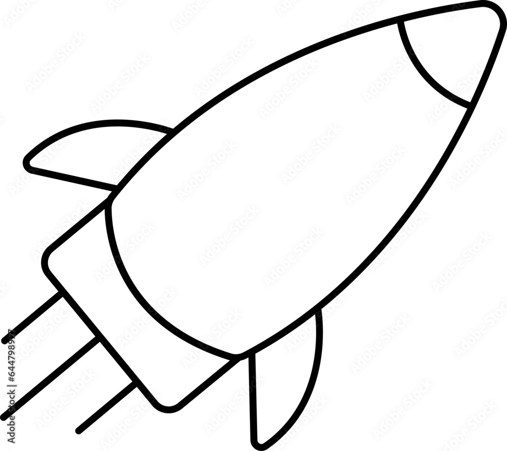 Poster Rocket Icon In Line Art.