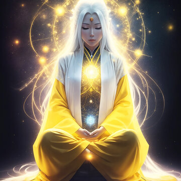 New Age Meditation Style, yoga, spiritual, manga, a fictional person, illustration art, Generative AI