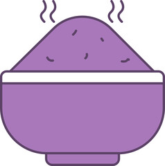 Rice Bowl Icon In Purple And White Color.