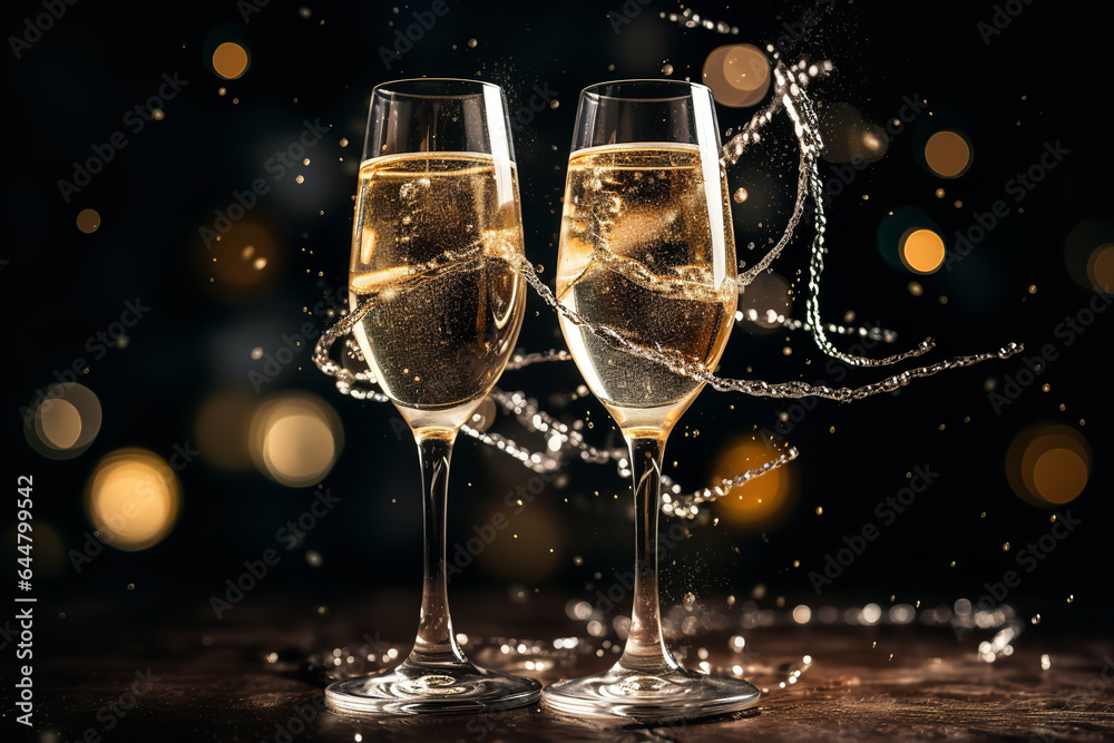 Canvas Prints the aura of celebration captured as champagne glasses clink in unison, marking the very moment the c