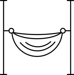 Hammock Icon In Black Line Art.