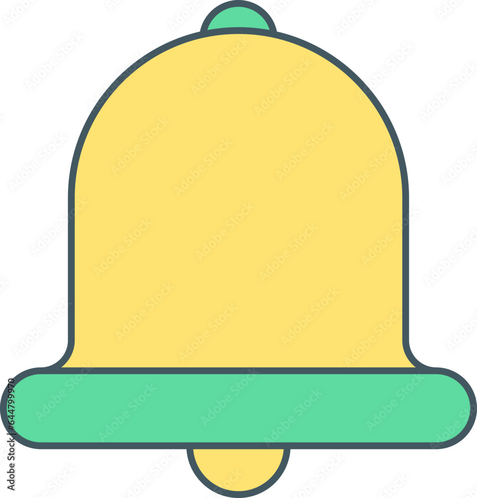 Sticker Bell Icon In Yellow And Green Color.