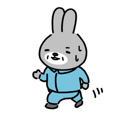 ウォーキングをするウサギのイラスト