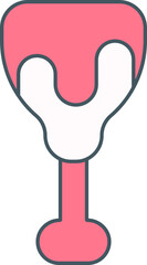 Chicken Leg Icon In Pink Color.