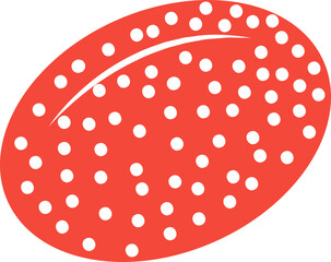 Oval Shape Candy Icon In Red And White Color.