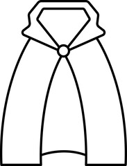 Black Color Outline Cape Icon in Flat Style.