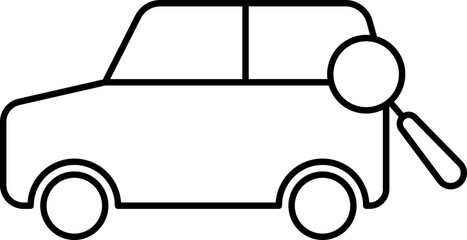 Car Search Icon In Line Art.