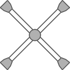 Cross Tubular Spanner Icon In Grey And White Color.