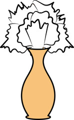 Flower Pot Or Vase Icon In Orange White Color.