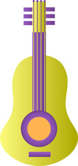 Fototapeta na wymiar Guitar Icon In Purple And Green Color.