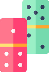 Domino Icon In Pink And Green Color.