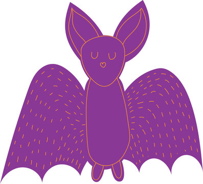 Cute bat illustration. Graphic element, mystical characters. Horror, fear, celebration Halloween. Cartoon flat vector