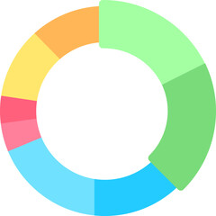 Colorful Pie Chart Icon In Flat Style.