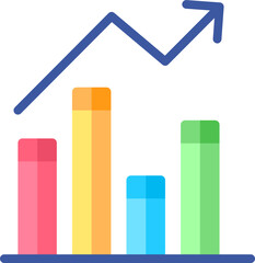 Colorful Growing Bar Graph Icon In Flat Style.