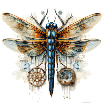 Watercolor dragonfly T-shirt Design, a dragonfly with wings that resemble, Generative Ai