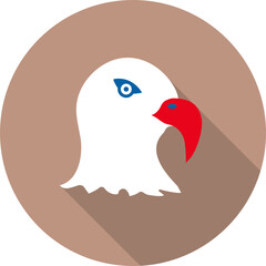 Eagle Face Icon On Brown Background.
