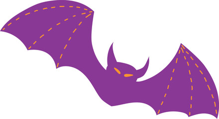 purple and orange bat illustration on white background. cute design for Halloween