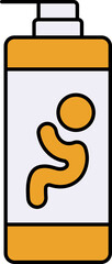 Baby Shampoo Icon In Yellow And White Color.